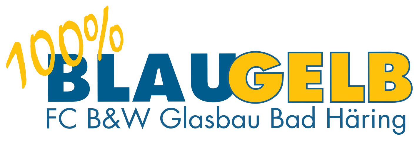 100% BlauGelb Logo FC B&W Glasbau Bad Häring
